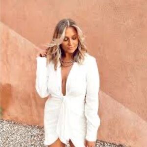 3.) Choosy Elegant White Midi Dress